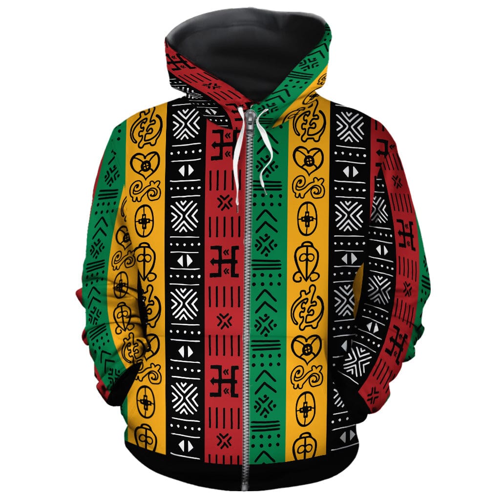 African Symbols in Pan African Colors All-over Hoodie Hoodie Tianci Zip S 