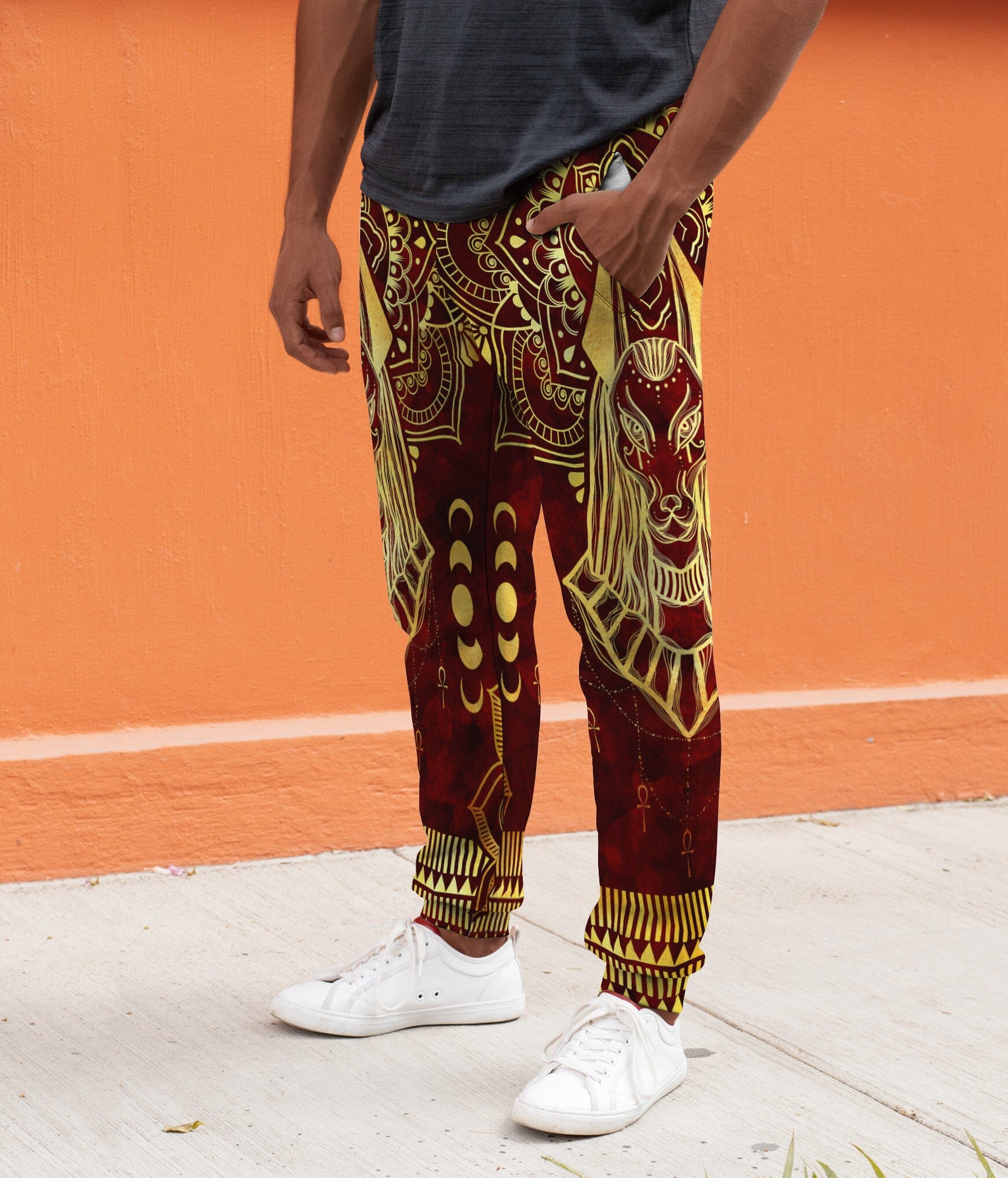 Anubis Pattern In Red Joggers Joggers Tianci 