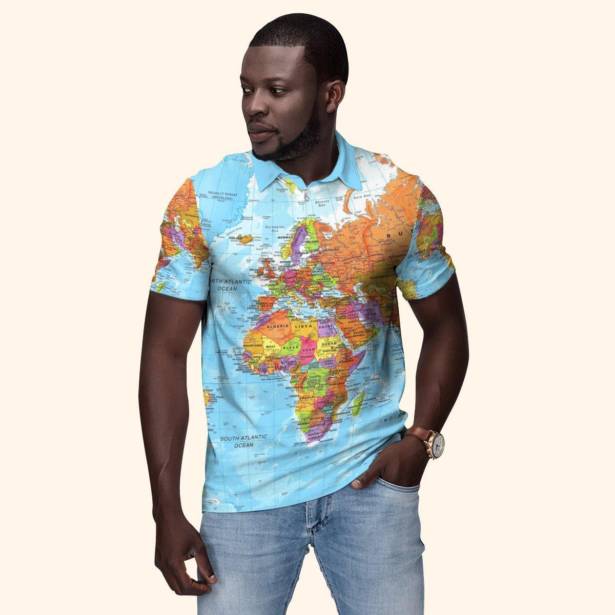 World Map Africa Polo Shirt Polo Shirt Tianci 