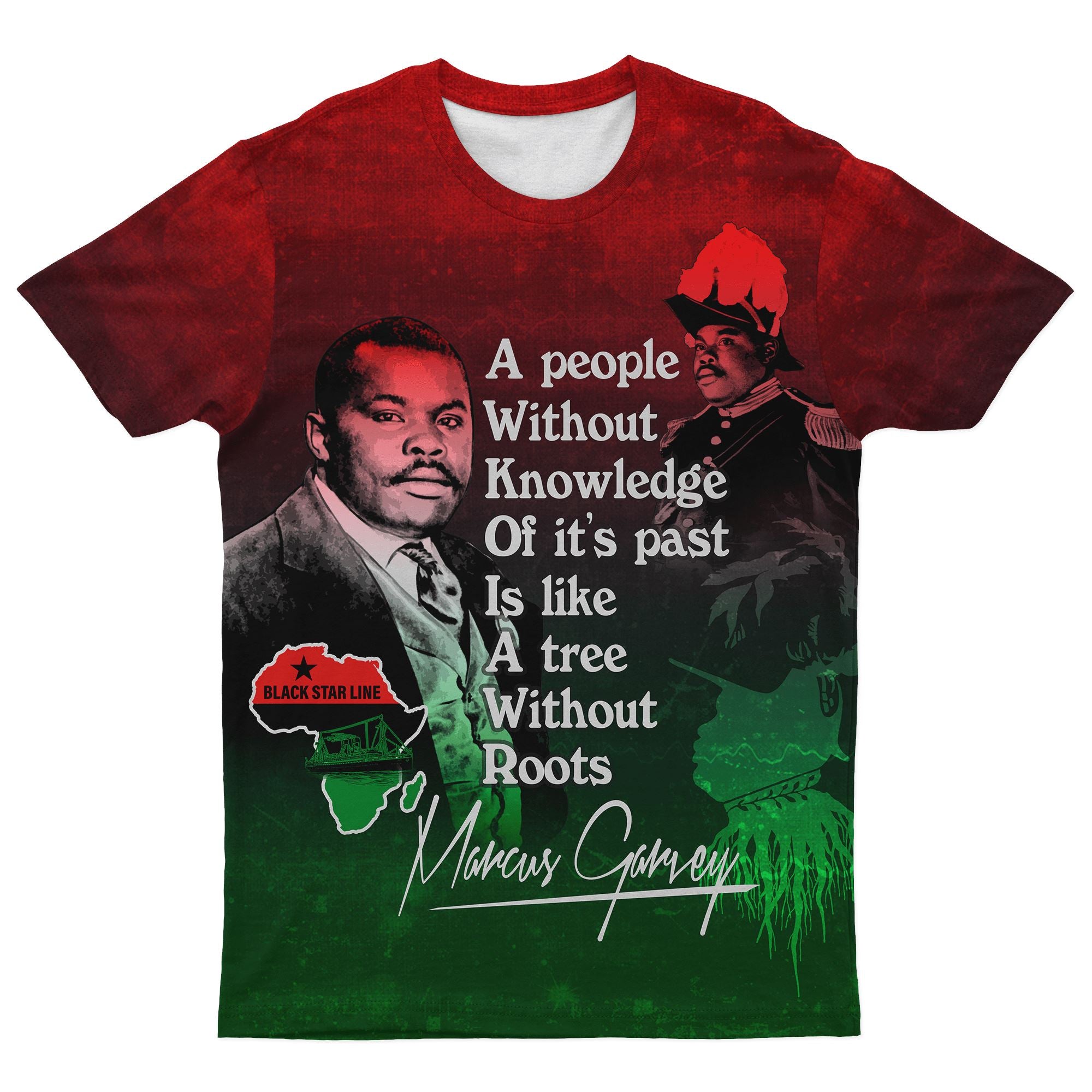 Marcus Garvey Quotes T-shirt AOP Tee Tianci 