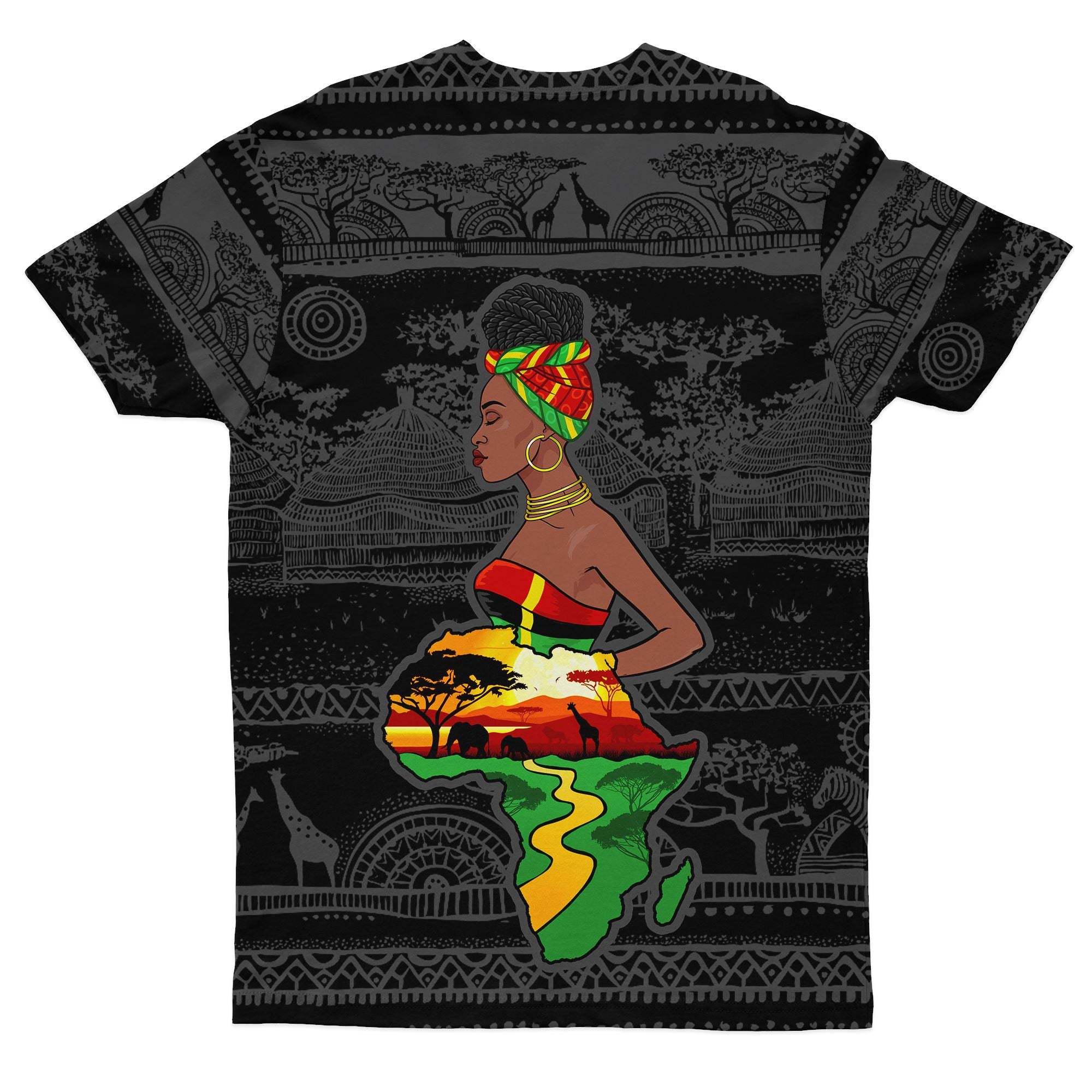 Mother Africa Map T-shirt AOP Tee Tianci 