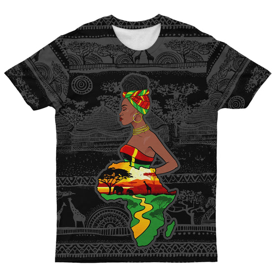 Mother Africa Map T-shirt AOP Tee Tianci 