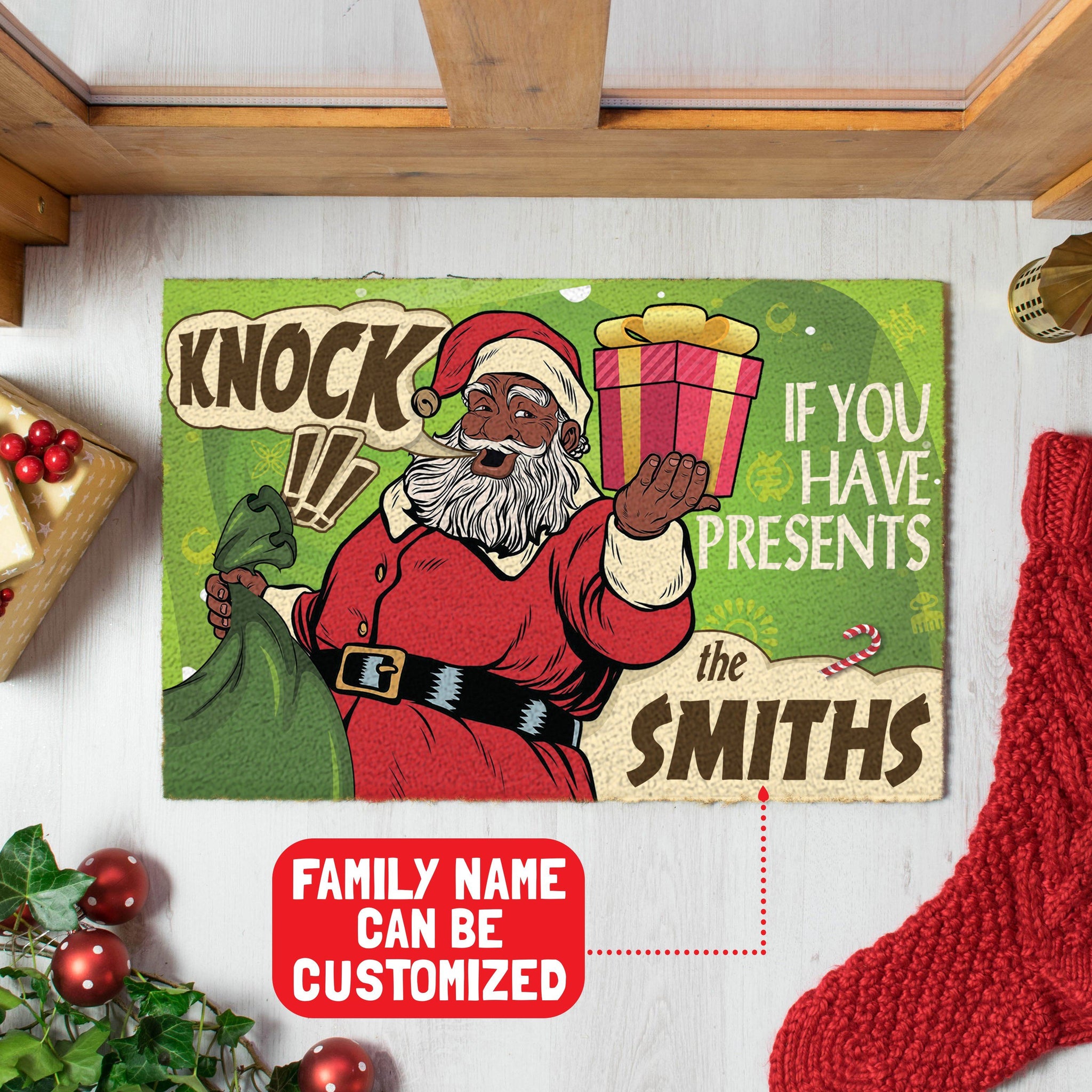 Personalized Knock If You Have Presents Decorative Mat Decorative Mat Tianci Small (15.8" x 23.6") 