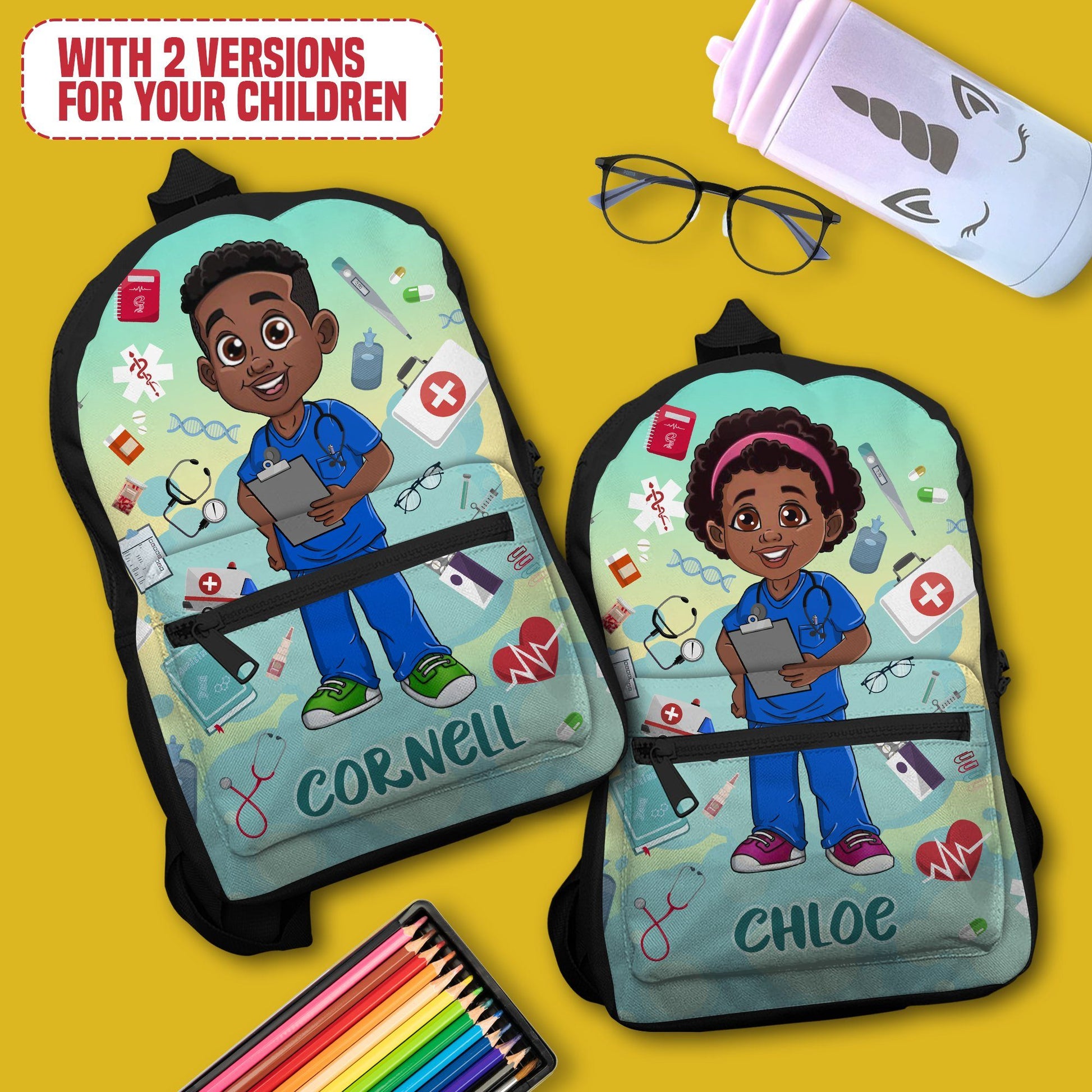 Personalized Little Afro Nurse Kid Backpack Kid Backpack Tianci 
