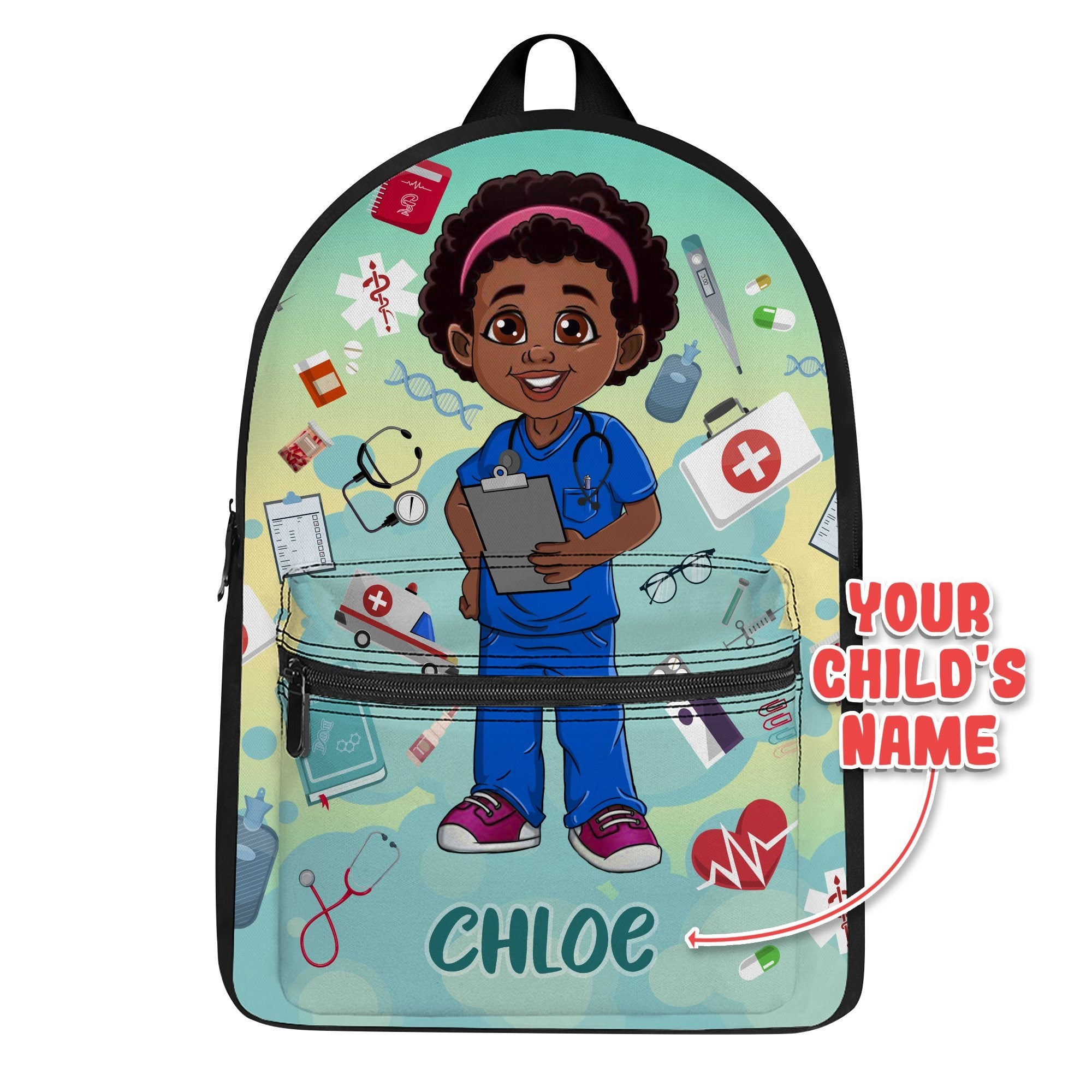Personalized Little Afro Nurse Kid Backpack Kid Backpack Tianci 