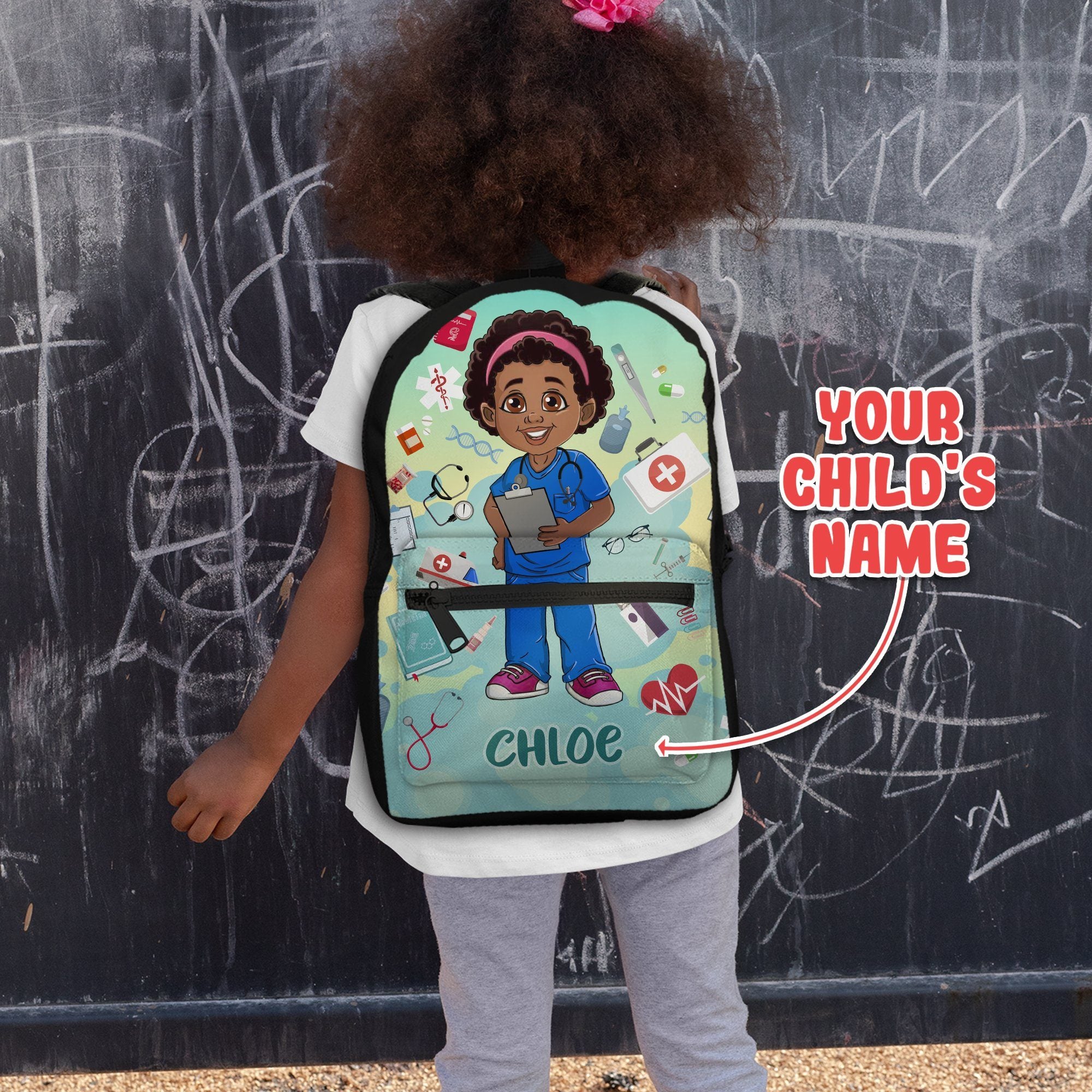 Personalized Little Afro Nurse Kid Backpack Kid Backpack Tianci 