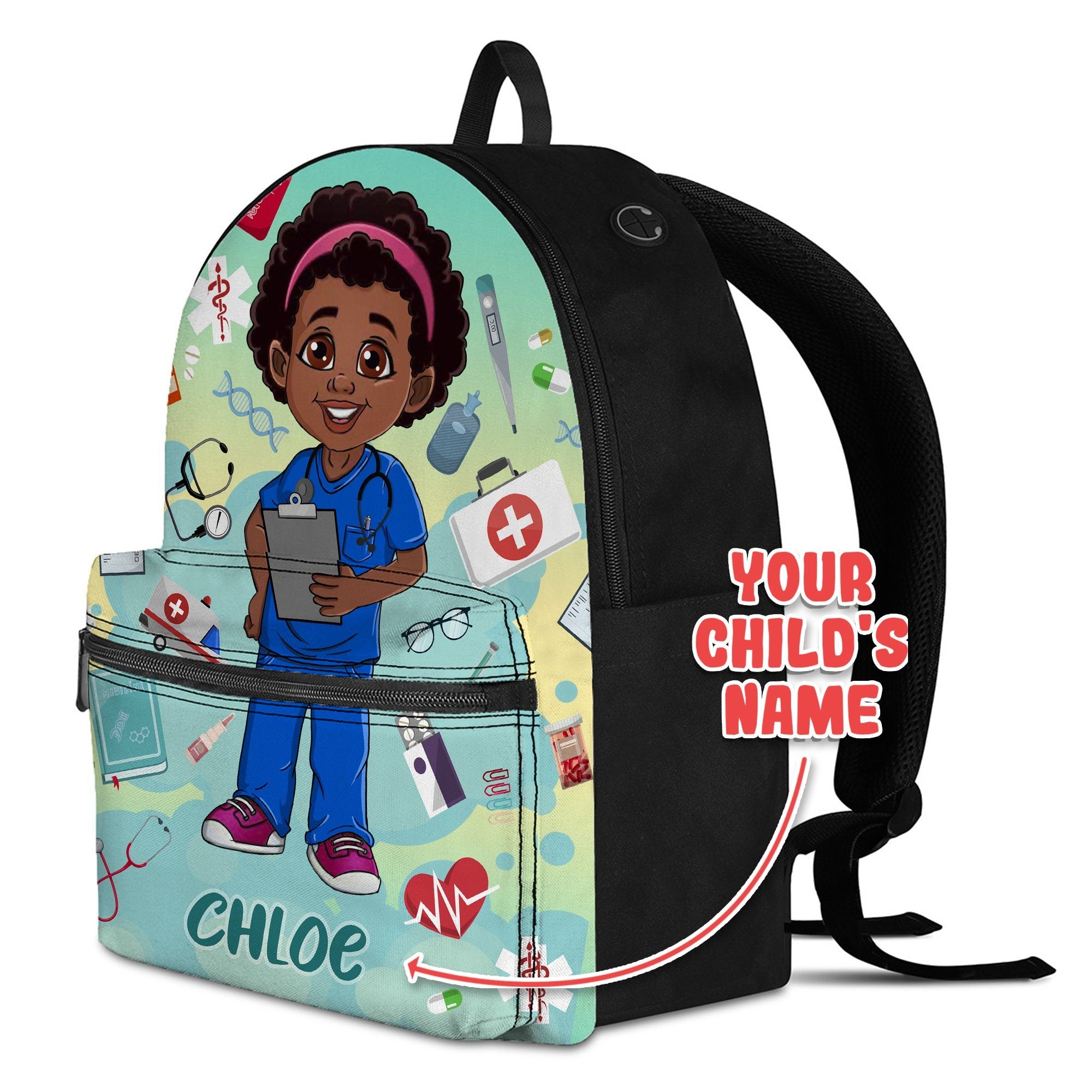 Personalized Little Afro Nurse Kid Backpack Kid Backpack Tianci 