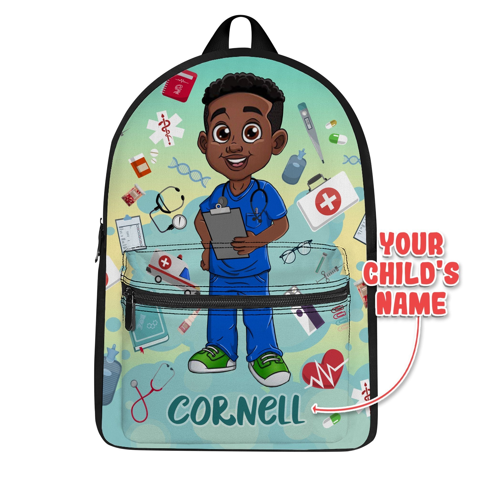 Personalized Little Afro Nurse Kid Backpack Kid Backpack Tianci 