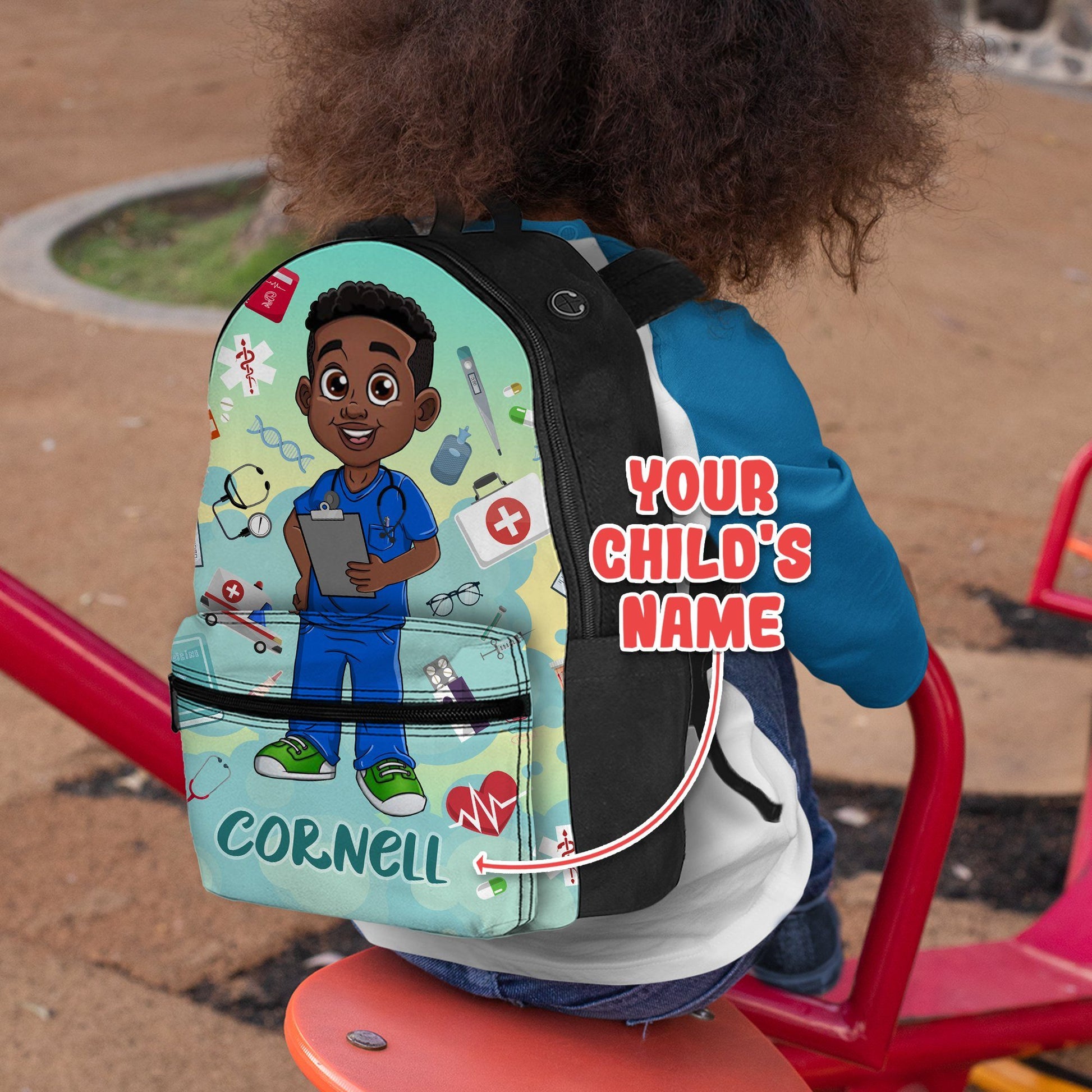 Personalized Little Afro Nurse Kid Backpack Kid Backpack Tianci 