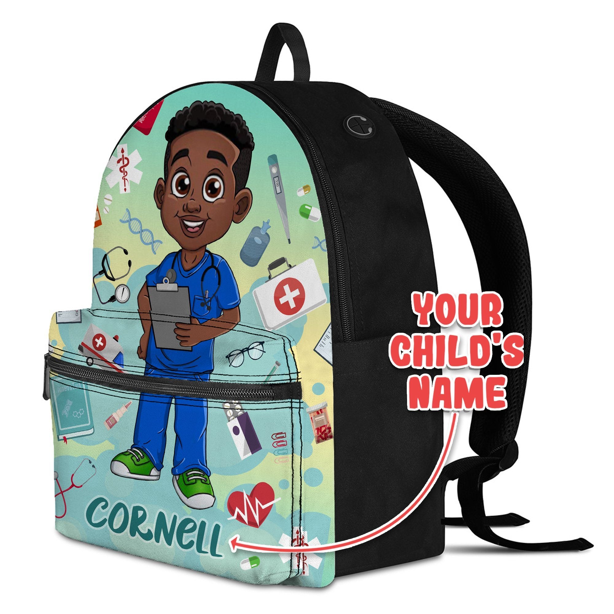 Personalized Little Afro Nurse Kid Backpack Kid Backpack Tianci 