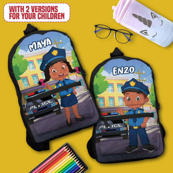 Personalized Little Afro Police Kid Backpack Kid Backpack Tianci 