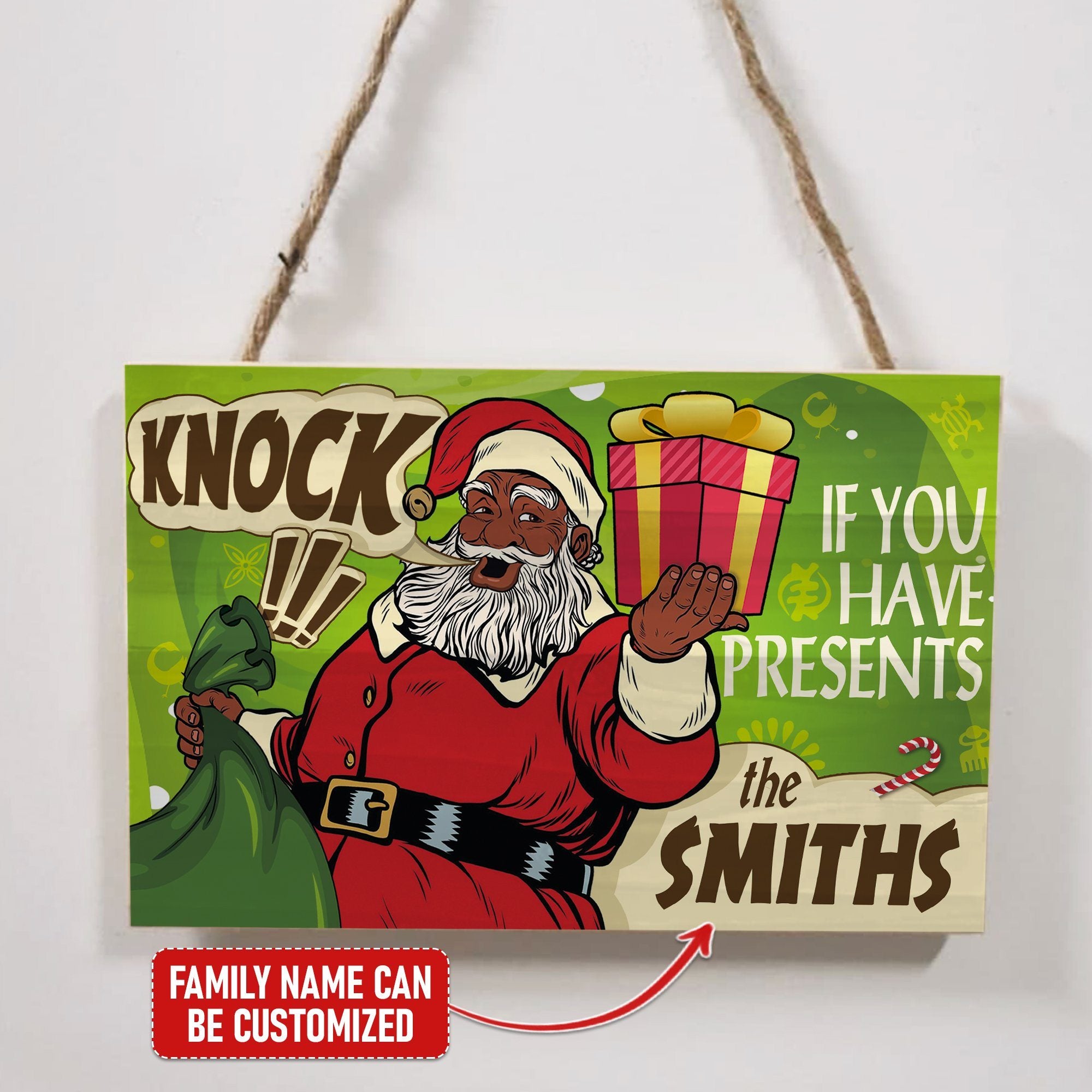 Personalized Knock If You Have Presents Wood Sign Wood Sign Tianci Rectangle 20X30CM 