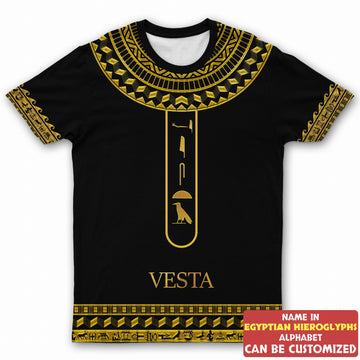 Personalized Egyptian Hieroglyphs Alphabet T-shirt AOP Tee Tianci 