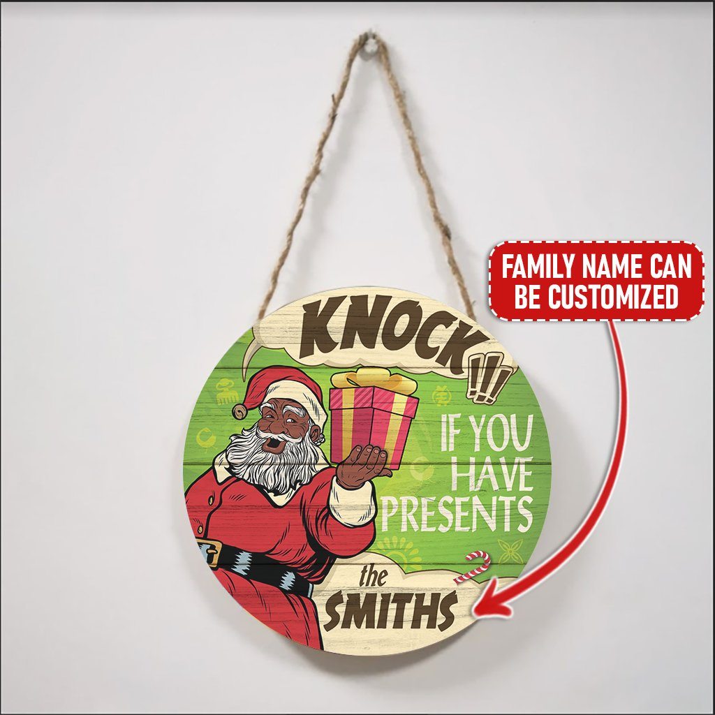 Personalized Knock If You Have Presents Wood Sign Wood Sign Tianci Round Diameter 30CM 