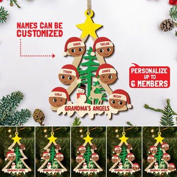 Personalized Grandma's Angels Christmas Tree Wood Ornament Christmas Ornament Tianci 