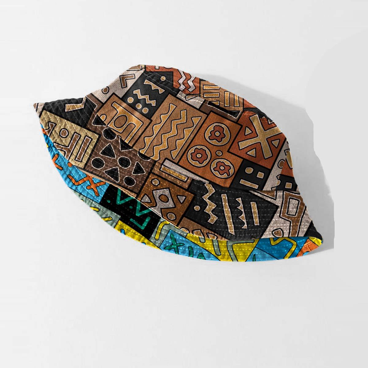 African Pattern Art & Mud Cloth Reversible Bucket Hat Reversible Bucket Hat Tianci 