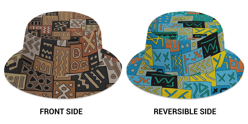 African Pattern Art & Mud Cloth Reversible Bucket Hat Reversible Bucket Hat Tianci 