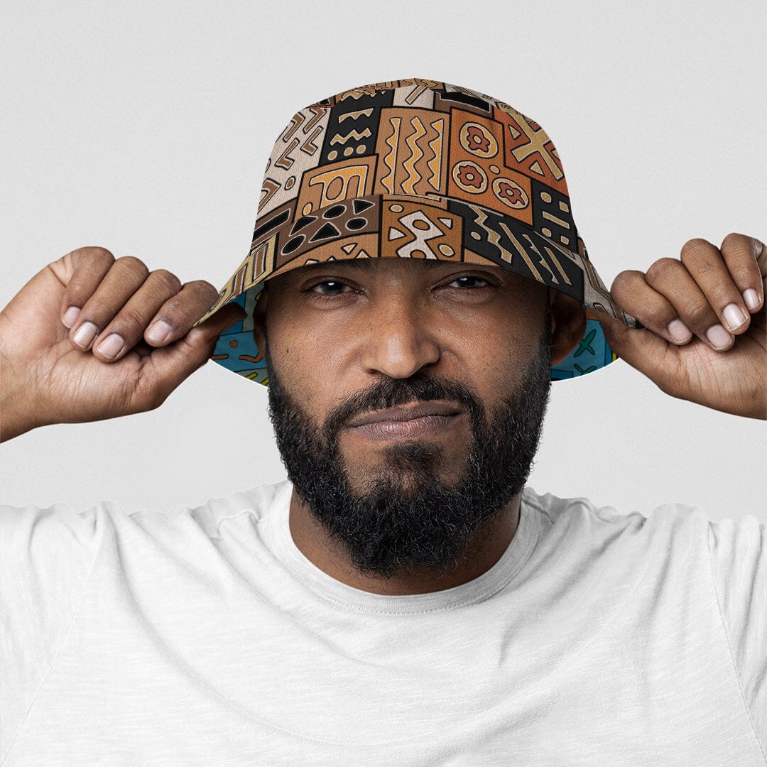 African Pattern Art & Mud Cloth Reversible Bucket Hat Reversible Bucket Hat Tianci 