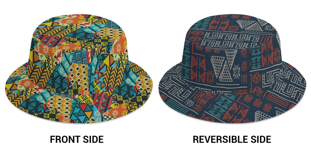 African Symbols Patterns & Patchwork Reversible Bucket Hat Reversible Bucket Hat Tianci 