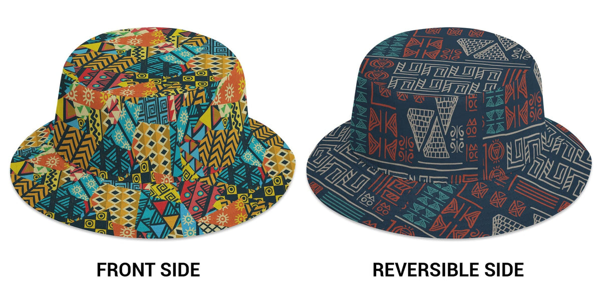 African Symbols Patterns & Patchwork Reversible Bucket Hat Reversible Bucket Hat Tianci 