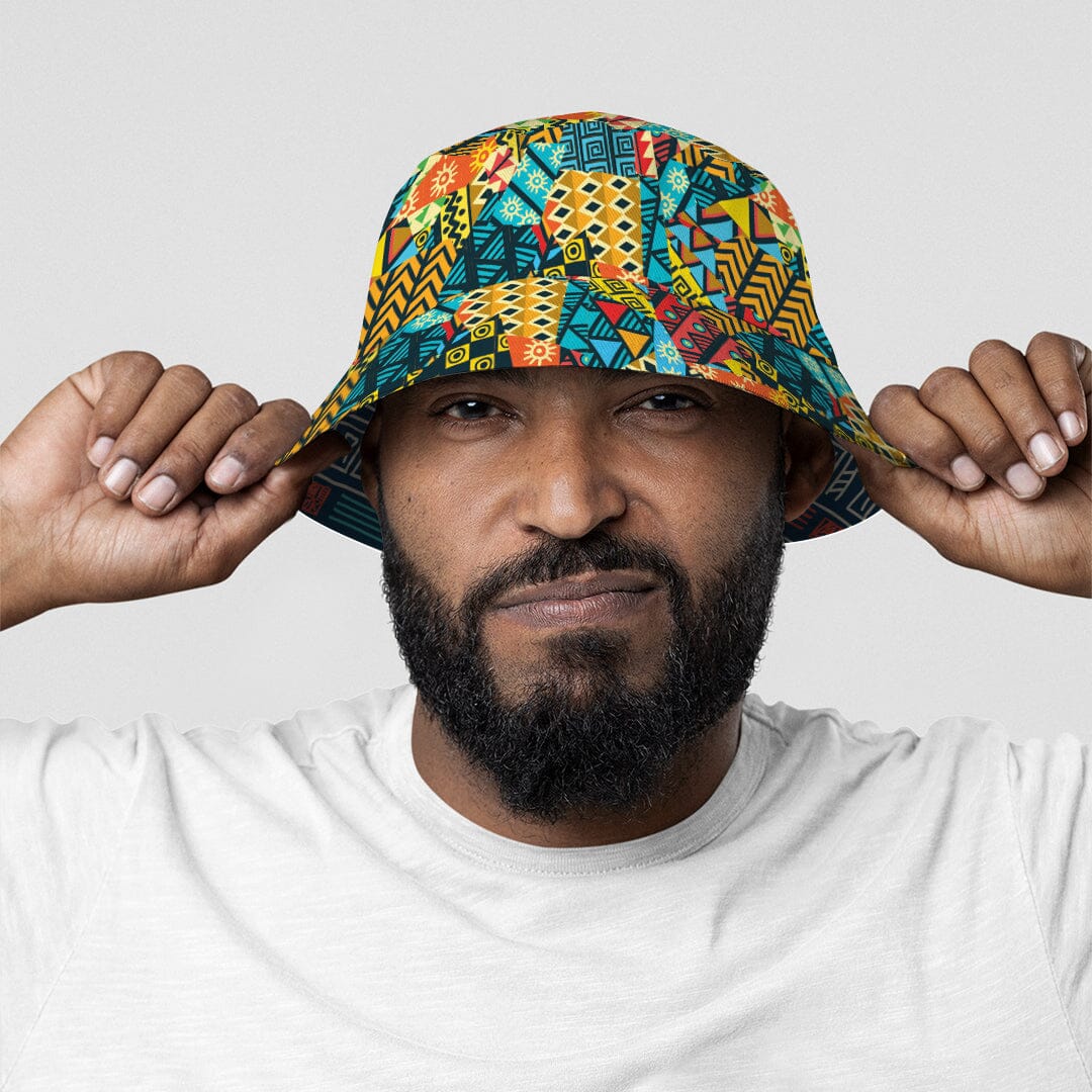African Symbols Patterns & Patchwork Reversible Bucket Hat Reversible Bucket Hat Tianci 