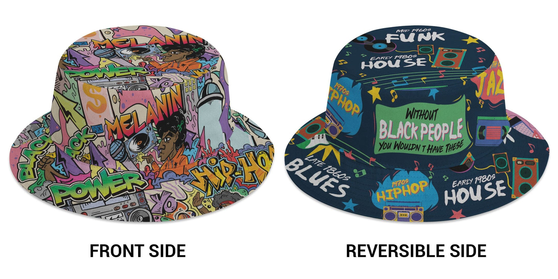 Hip Hop Graffiti Art & Music That Makes Us Proud Reversible Bucket Hat Reversible Bucket Hat Tianci 