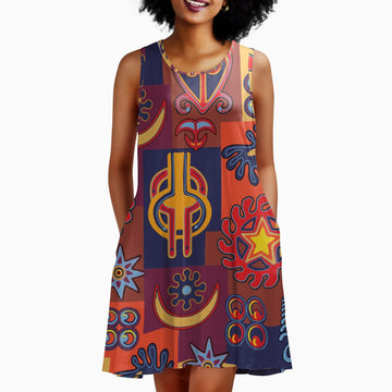 Multicolor Adinkra Symbols Summer Dress Summer Dress Tianci 