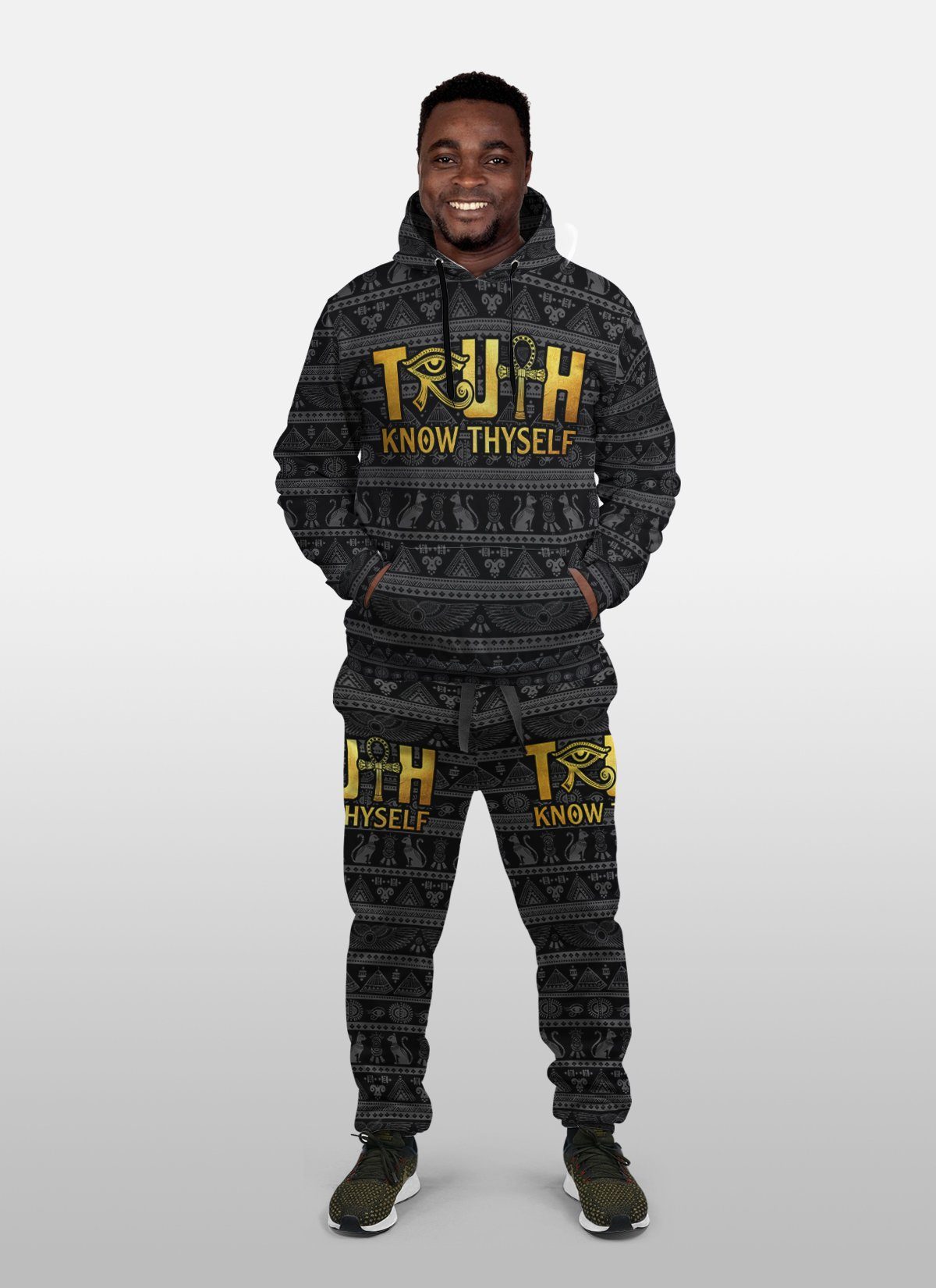 Truth Know Thyself 2 All-over Hoodie And Joggers Set Hoodie Joggers Set Tianci 