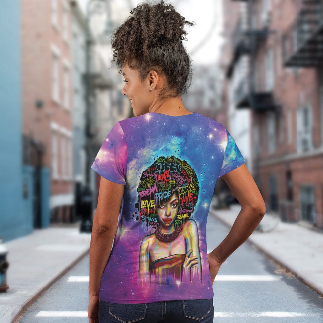 Black Girl Drawing T-shirt AOP Tee Tianci 