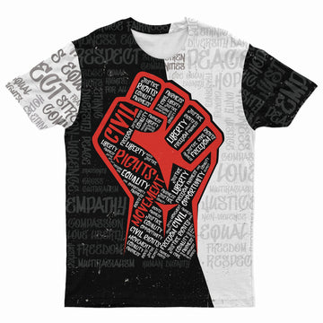 Civil Rights Movement Justice Fist T-shirt AOP Tee Tianci S 