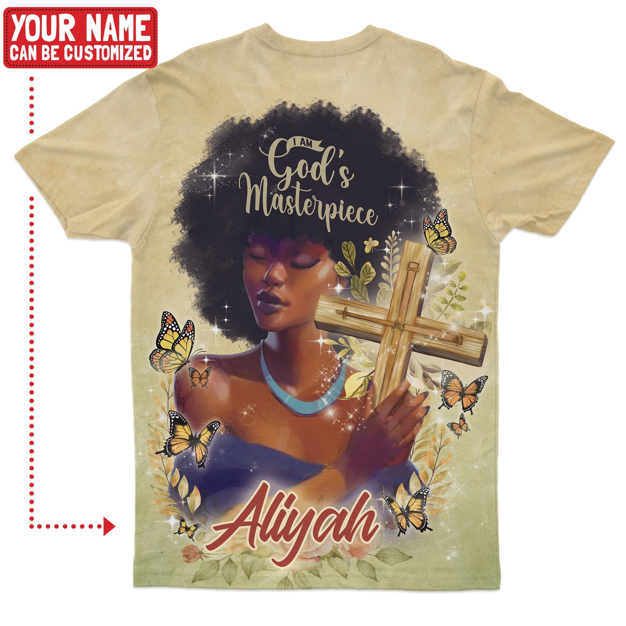 Personalized I Am God's Masterpiece T-shirt AOP Tee Tianci 