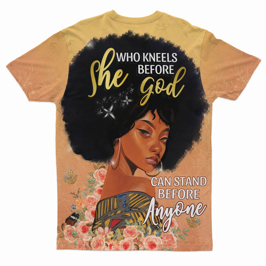 She Who Kneels Before God T-shirt AOP Tee Tianci 