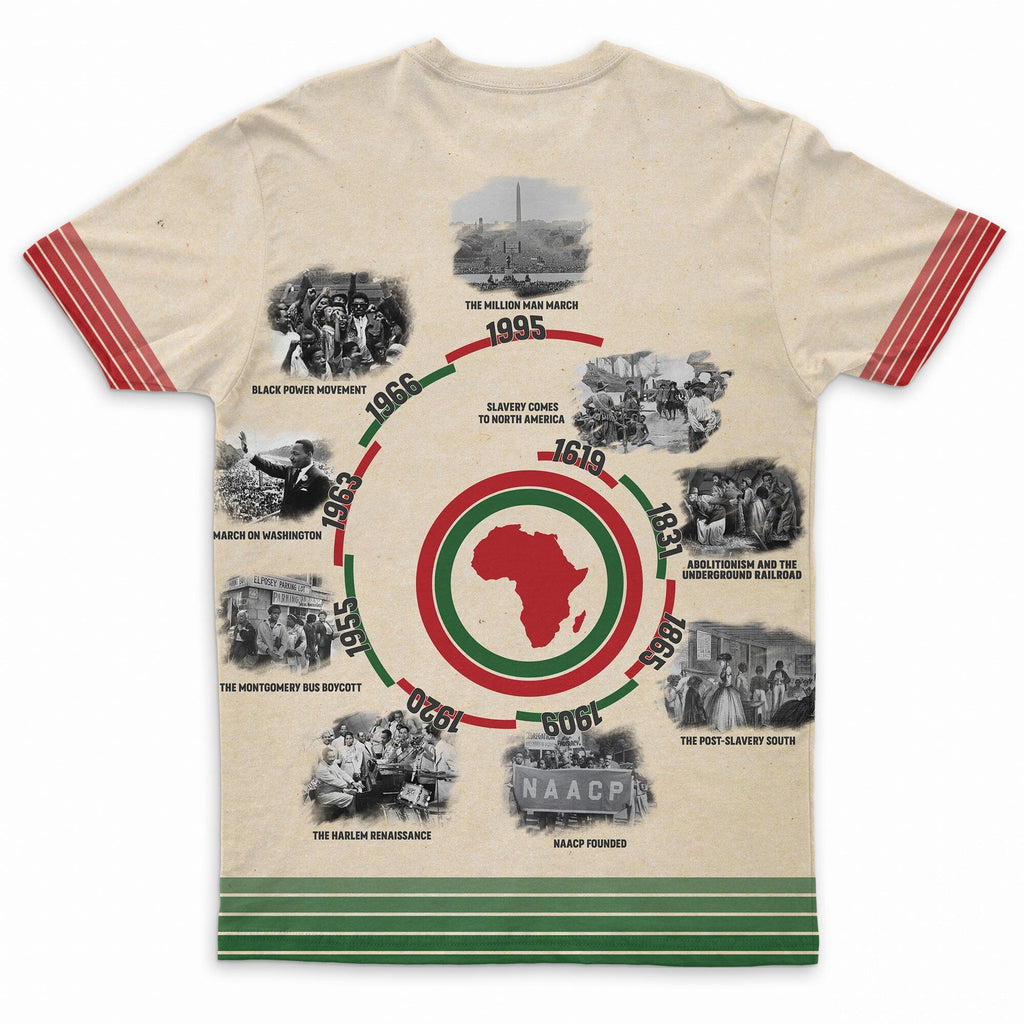Black History Timeline T-Shirt AOP Tee Tianci 