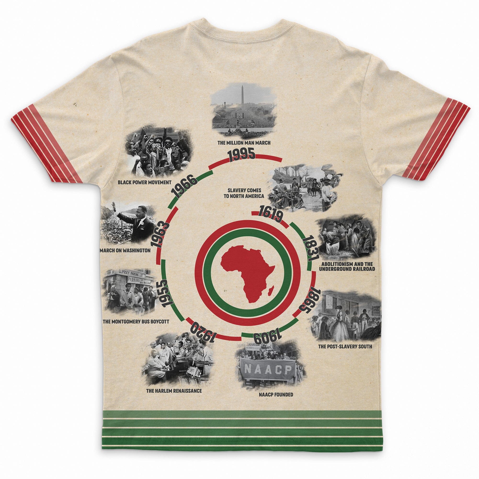 Black History Timeline T-Shirt AOP Tee Tianci 