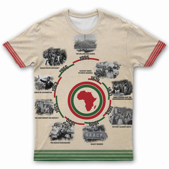Black History Timeline T-Shirt AOP Tee Tianci
