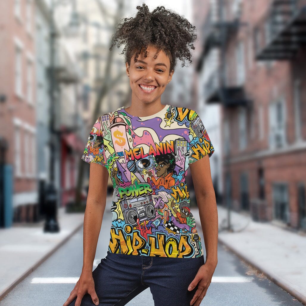 Hip Hop Graffiti Art T shirt African American Clothing