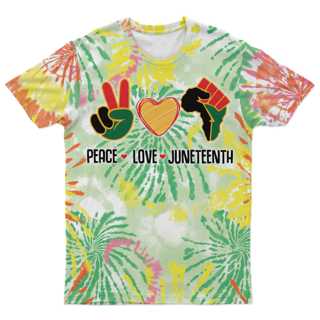 Peace Love Juneteenth Tie Dye T-shirt AOP Tee Tianci S 