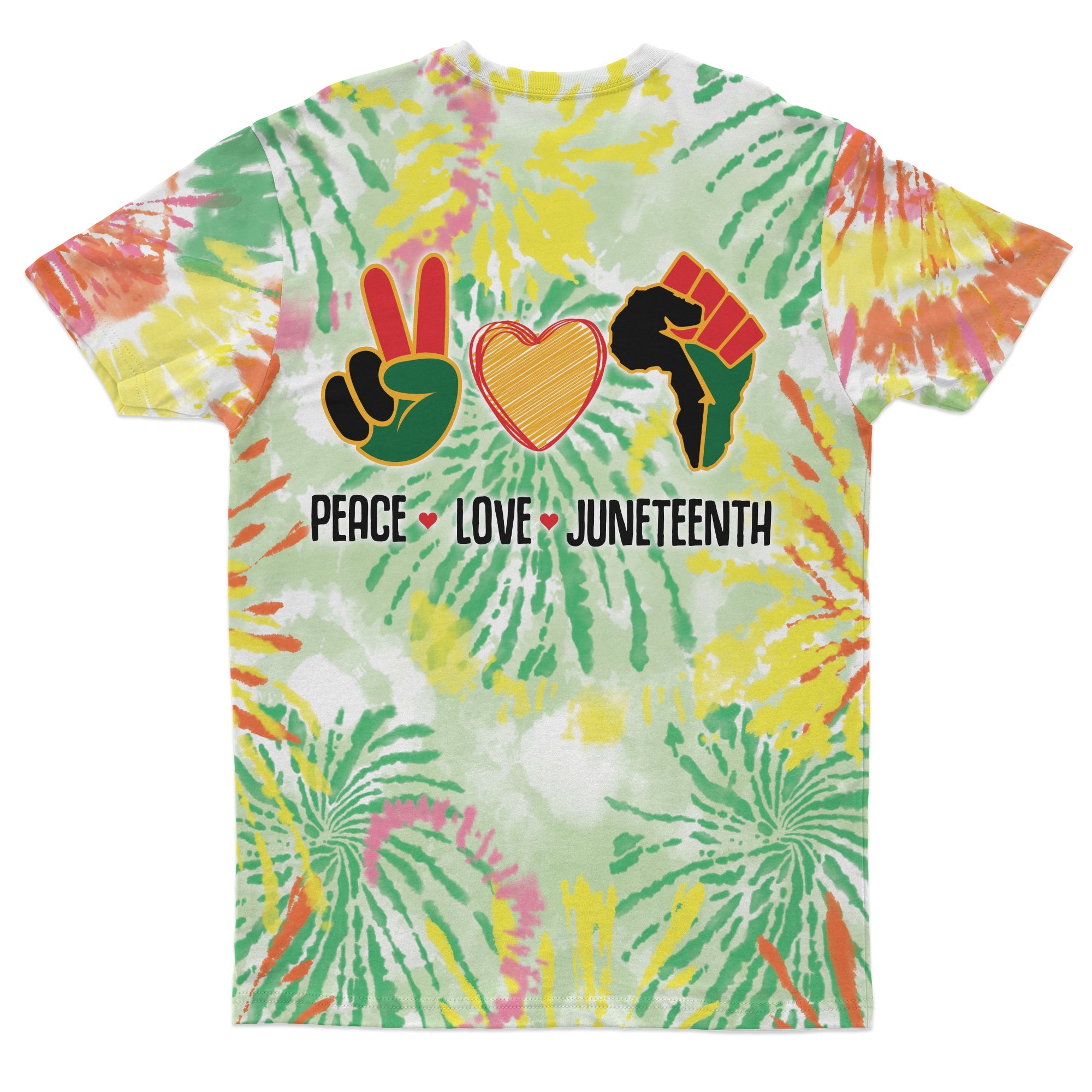 Peace Love Juneteenth Tie Dye T-shirt AOP Tee Tianci 