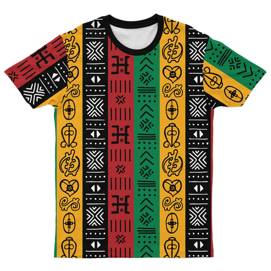 African Symbols In Pan African Colors T-Shirt AOP Tee Tianci 
