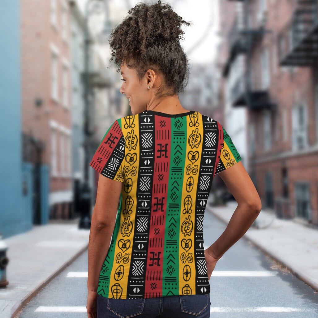 African Symbols In Pan African Colors T-Shirt AOP Tee Tianci 