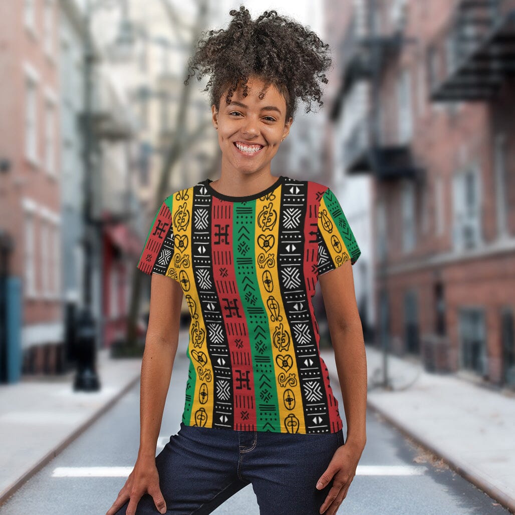 African Symbols In Pan African Colors T-Shirt AOP Tee Tianci 