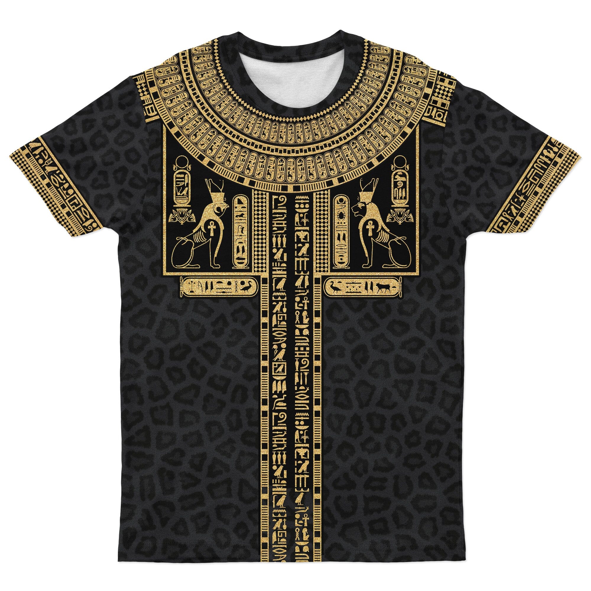 Egyptian Hieroglyphs Pattern T-Shirt AOP Tee Tianci 
