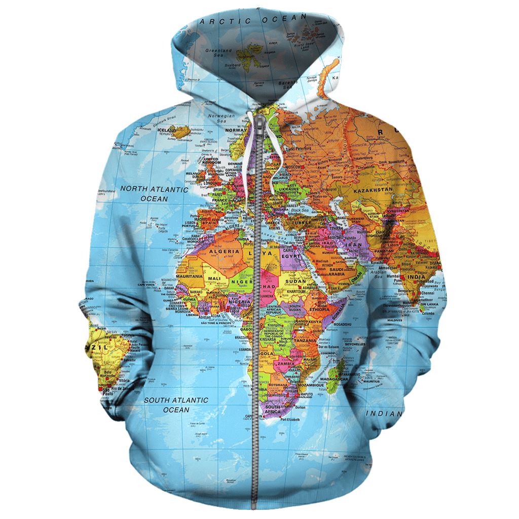 World Map Africa All-over Hoodie Hoodie Tianci Zip S 