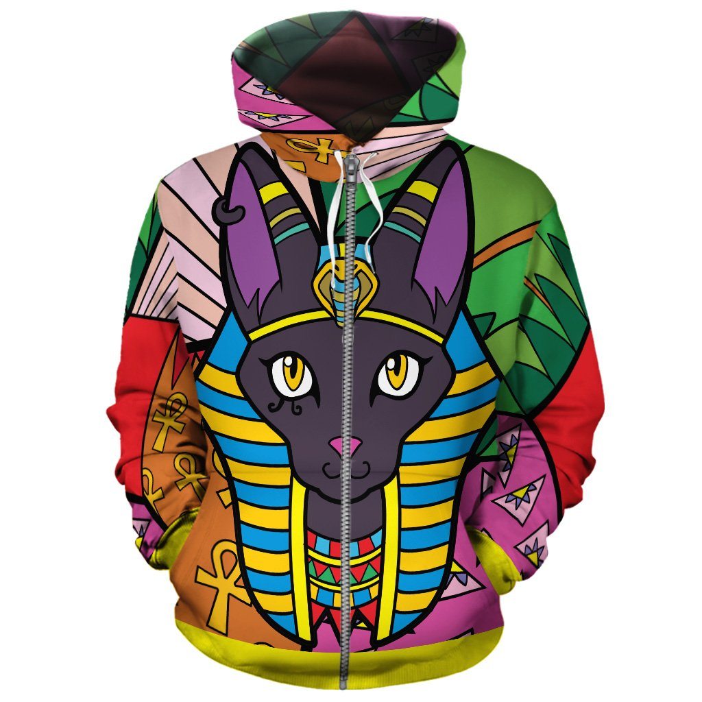 Colorful Bastet Goddess All-over Hoodie Hoodie Tianci Zip S 