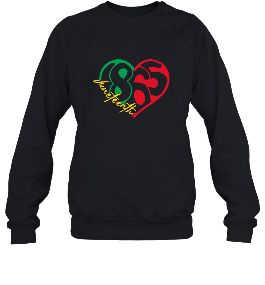 Juneteenth 1865 Heart T-shirt Apparel Gearment Crewneck Sweatshirt Black S