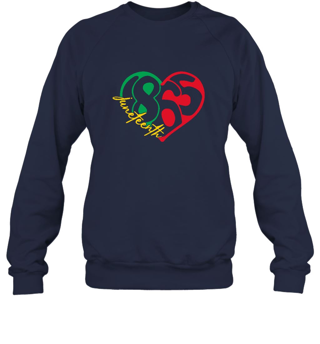 Juneteenth 1865 Heart T-shirt Apparel Gearment Crewneck Sweatshirt Navy S