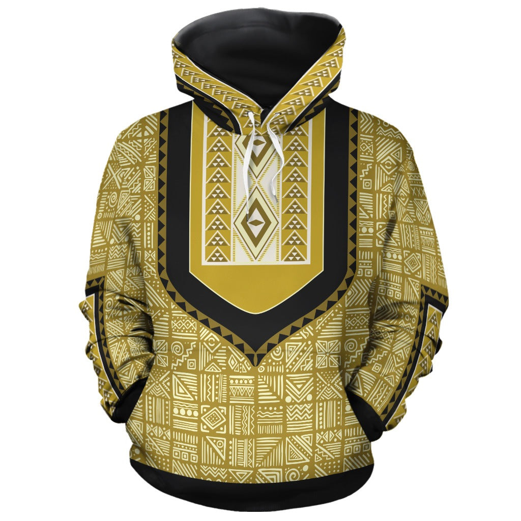 Printed African Mudcloth Dashiki All-over Hoodie Hoodie Tianci Pullover S 