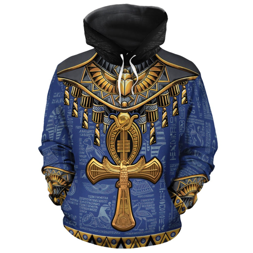 Egyptian Hieroglyphic Ankh All-over Hoodie | African American Clothing