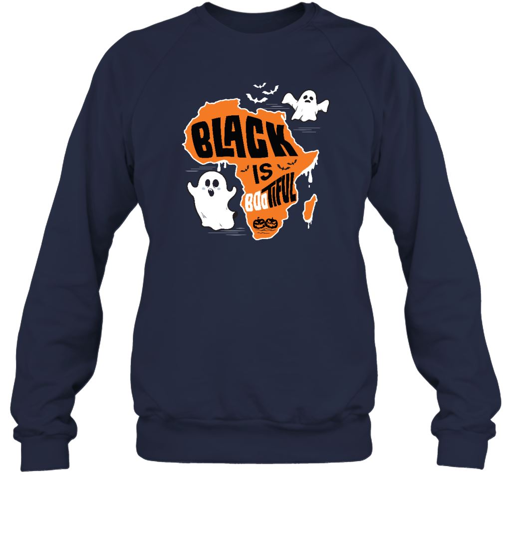 Black is Bootiful T-shirt Apparel Gearment Crewneck Sweatshirt Navy S