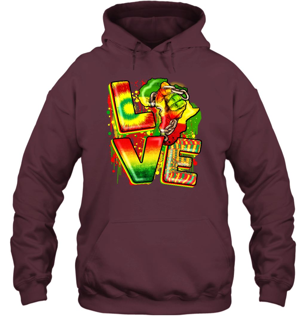 Love Juneteenth T-shirt Apparel Gearment Unisex Hoodie Maroon S